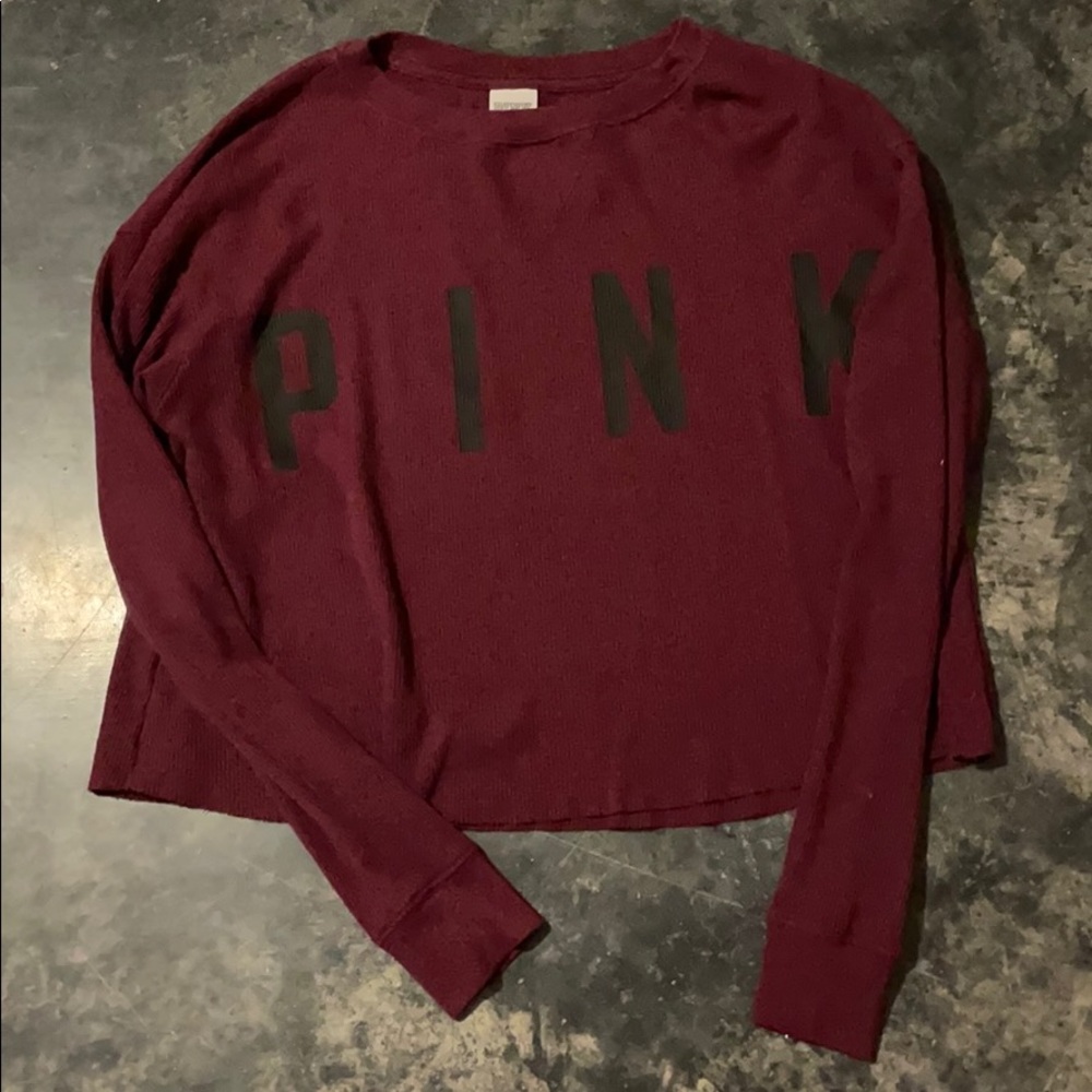Pink long sleeve crop sweater
